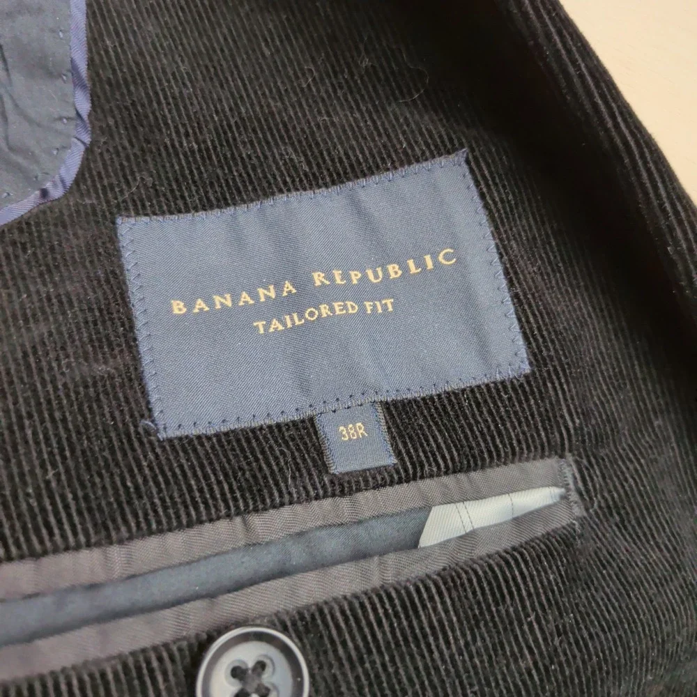 Banana Republic Corduroy Blazer Mens 38R Black Two Button Sport Coat Jacket
